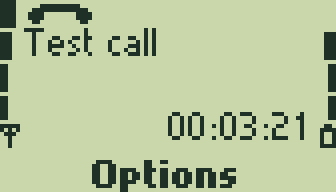 Connected-call screen with an example contact name
